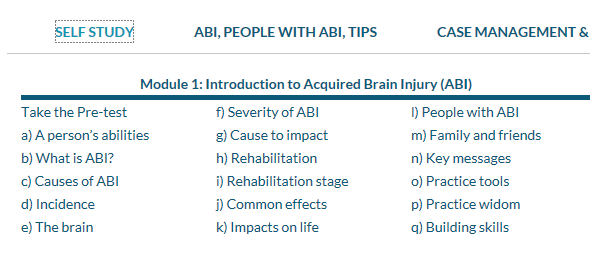 The 'Self Study' main menu item with the tabs 'Introduction to ABI' and 'Working with ABU'